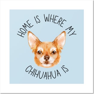 Home is Where My Chihuahua Is Dog Breed Lover Watercolor Posters and Art